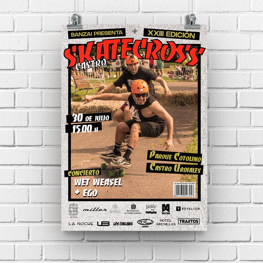 SkateCross Castro Urdiales 2022. Cartel realizado por Agencia Diagonal.