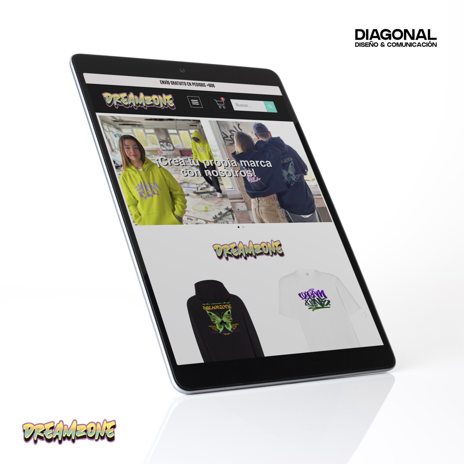Página Web + Tienda Online para Dreamzone. Personalización textil en Barakaldo (Bizkaia).